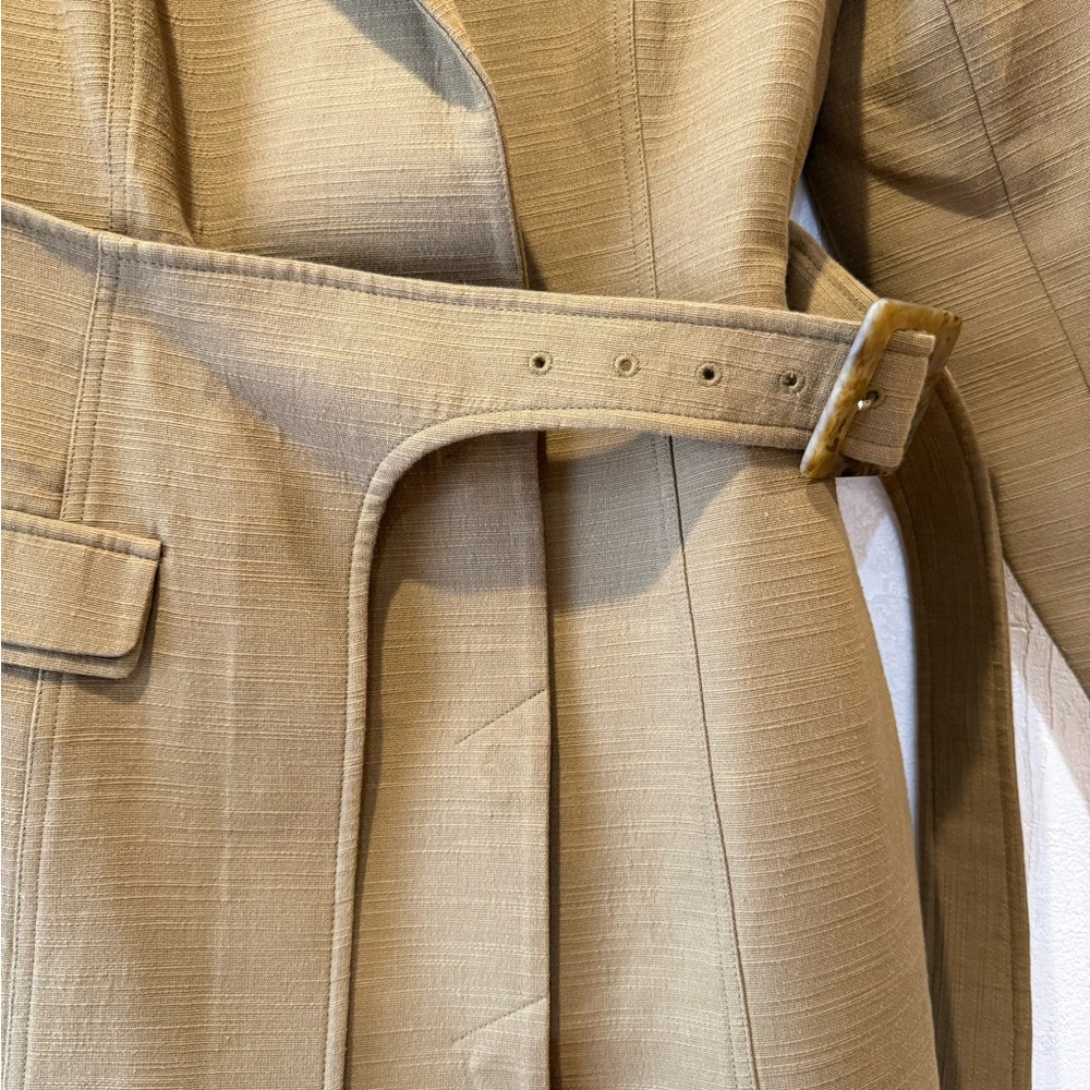 Elegant Tan Belted Blazer Dress - Picture 2 of 6